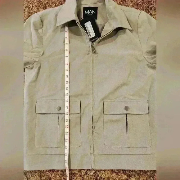 Boohoo MAN Men's Slim Fit Sage Utility Harrington Woven Jacket Size M - Picture 6 of 7